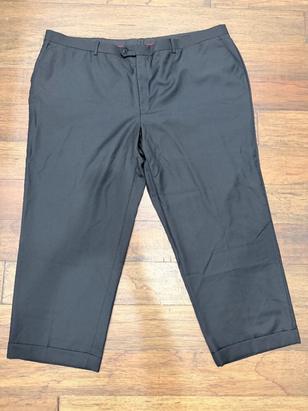 Via Amici Collection 100% Wool Dress Pants Size 54 Black Cuffed 28" Inseam